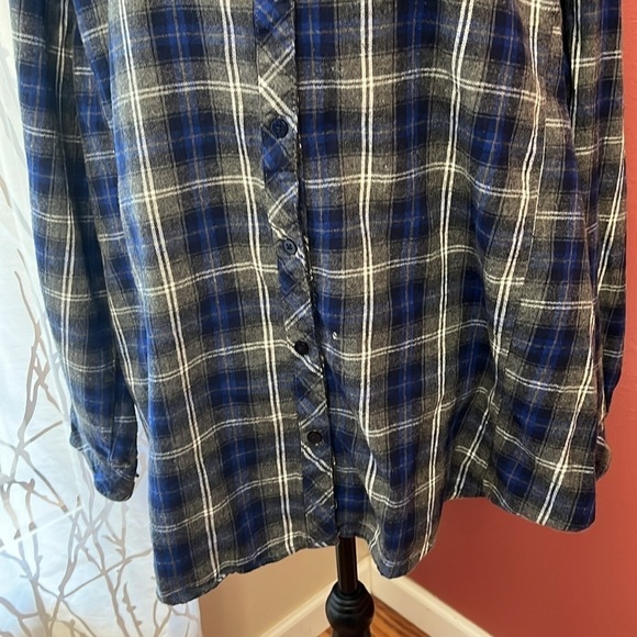 Great Northwest Indigo Plaid Button Down Top Size 3X - Picture 3 of 9